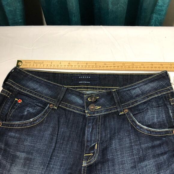 Hudson NEW womens jeans 32x31 petite bootcut dark wash stretchy y2k flap pockets - Picture 9 of 13